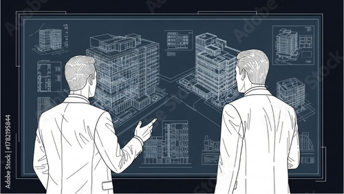 Architects Reviewing Building Plans Collaboration, Design, and Project Assessment