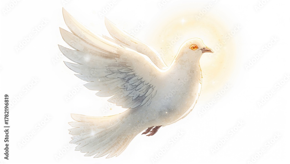 Fototapeta premium Holy Dove, stylized illustration, represents spiritual significance, suitable for Easter