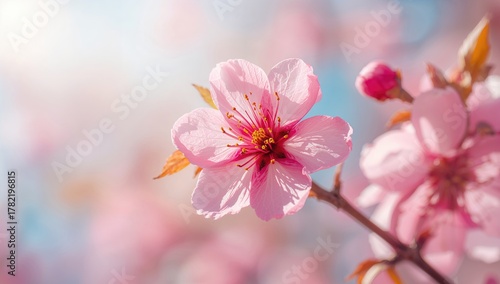 Stunning Pink Blossom Against a Soft, Abstract Backdrop