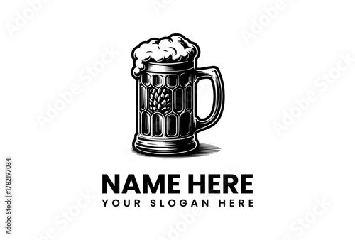 Retro Beer Mug Emblem A Vintage Illustration for Craft Breweries and Pubs