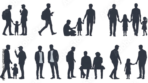 Silhouette Collection Depicting People in Various Activities and Relationships