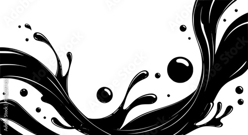 splashes, drops, flowing, dark, vector graphics

