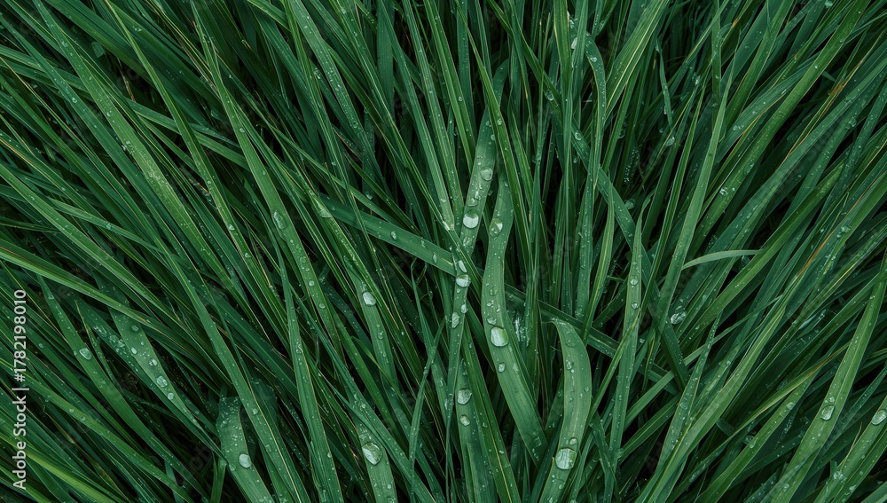 Obraz premium Close-up of light green grass texture, suitable for a tranquil background, relaxation theme
