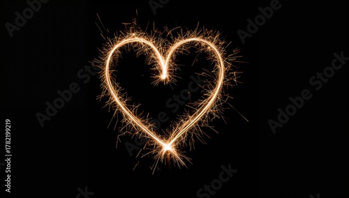 A sparkler forming a heart shape, symbolizing celebration and joy, Valentine's Day
