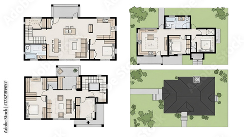 Architectural House Floor Plans and Layout Designs for Residential Buildings