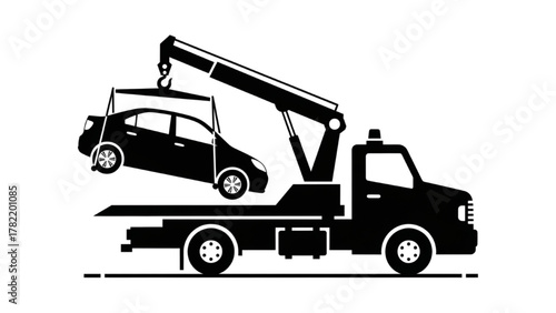 Tow Truck Lifting a Car Roadside Assistance and Vehicle Recovery Service