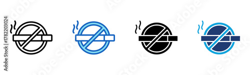 No Smoking Icon Multi Style Vector Illustration