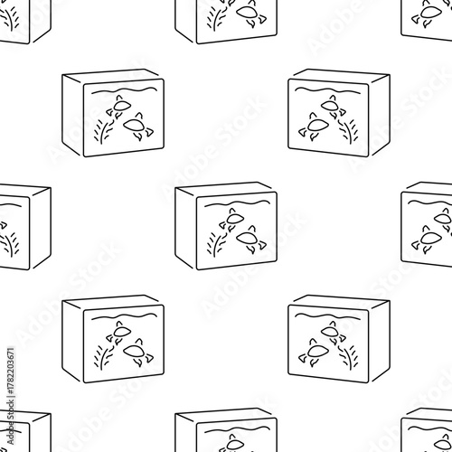 aquarium seamless pattern isolated on transparent background.