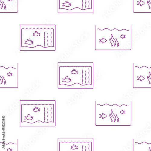 aquarium seamless pattern isolated on transparent background.