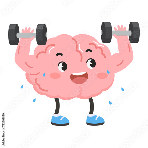 Cartoon Mind Training with Dumbbells