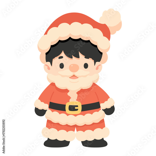 Illustration of a Child Dressed as Santa Claus
