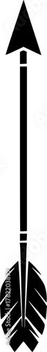a single, black arrow with a detailed arrowhead and fletching, set against a white background