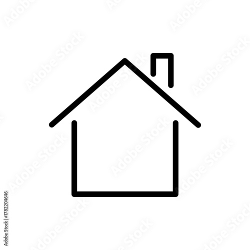 Modern outline house icon illustration. simple home symbol with chimney for real estate, property, shelter, and family themes.