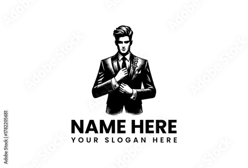 Elegant man in a classic suit vector illustration, a refined design template symbolizing professionalism, style, and success, ideal for branding and fashion