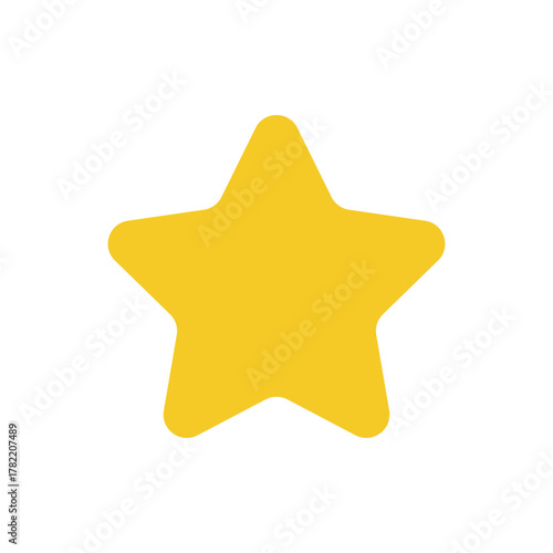 Bright yellow five-pointed star icon with rounded edges, a simple graphic symbol for rating, quality, success, and excellence.