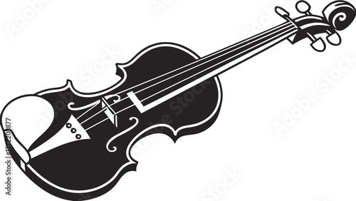 Ornate Violin in Silhouette: A close-up shot of a classical violin, showcasing its elegant form, fine details, and intricate components, captured in striking black and white tones.
