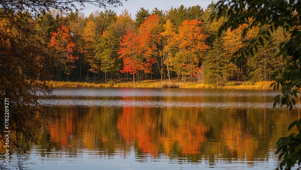 Fototapeta premium Lake at Itasca State Park, showcasing seasonal change