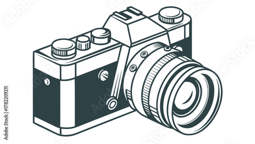 Vintage Camera Illustration: An artistic illustration captures the timeless charm of a vintage camera. It's a stylish rendering of classic photography equipment with every detail carefully crafted.