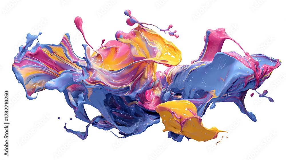 Fototapeta premium Abstract colorful splashes 3D background isolated on the white background 