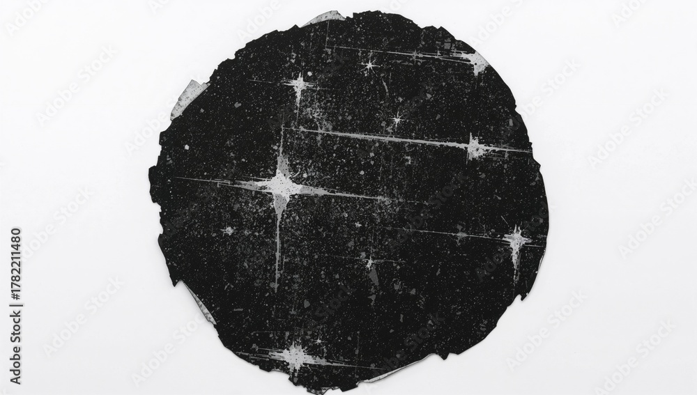 Fototapeta premium Worn Black Circular Paper Labels with Peeling Edges on a White Surface