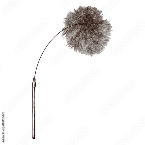 A cat toy fishing rod with a fluffy ball. Vector image drawn in graphics.