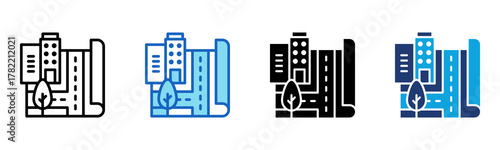Urban Planning Icon Multi Style Vector Illustration