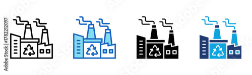 Recycling Center Icon Multi Style Vector Illustration