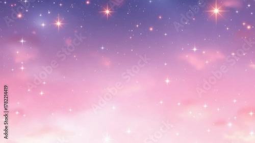 Dreamy Pink and Purple Sky with Twinkling Stars.