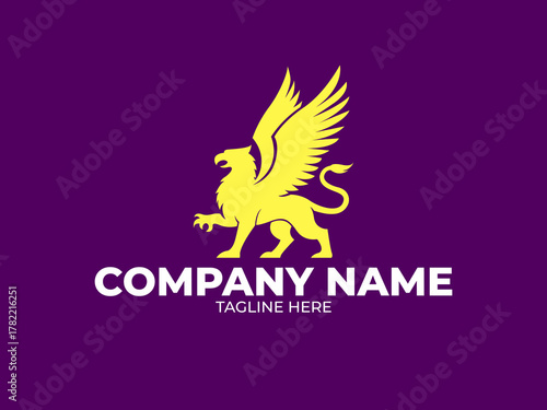 Griffin Silhouette Logo - Mythical Power, Majesty, Security, or Financial Brand