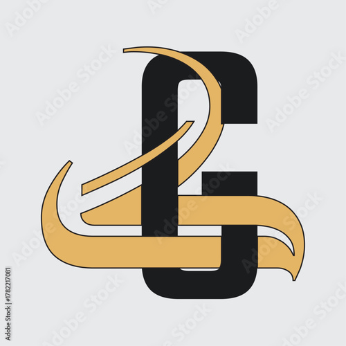 Letter G and Arabic letter Gaf (گ) monogram logo. Creative fusion of typography for branding.