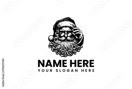 Santa Claus Logo Design Customizable Christmas Emblem with Vintage Charm for Festive Branding