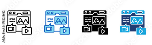 Digital Content Icon Multi Style Vector Illustration