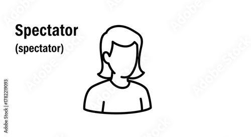 Outline icon set representing audience and seating arrangements, including a folding chair, bleacher bench, grandstand, VIP box, and a spectator, presented as a clean, ordered line icon set on a