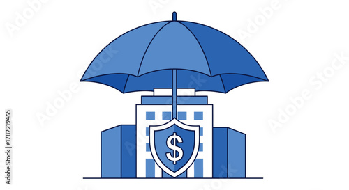 Secure business assets with this powerful financial protection umbrella and shield concept