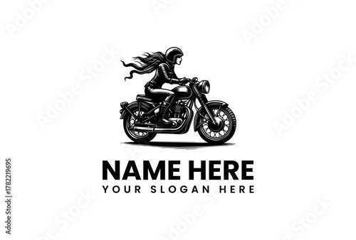 Classic Motorcycle Rider Silhouette Logo Design