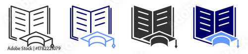 educational icon set multiple style