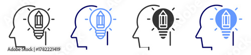 human creativity icon set multiple style