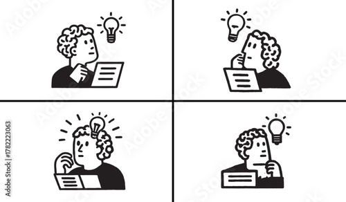  idea generation illustration, business creativity sketch, entrepreneur thinking concept, innovation doodle art, creative brain drawing, hand drawn idea design, startup concept artwork, intellectual t