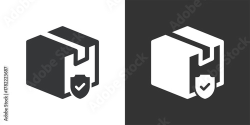 Secure Package Delivery icon. Solid glyph series icon