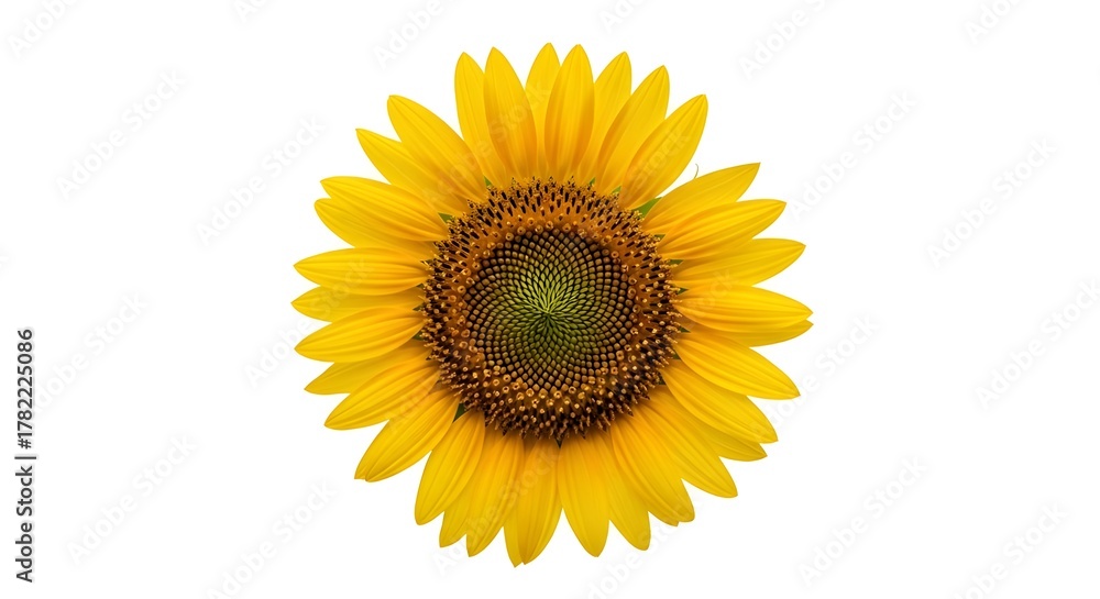 Fototapeta premium sunflower isolated on white background Bright Sunflower on White Single Sunflower Isolated