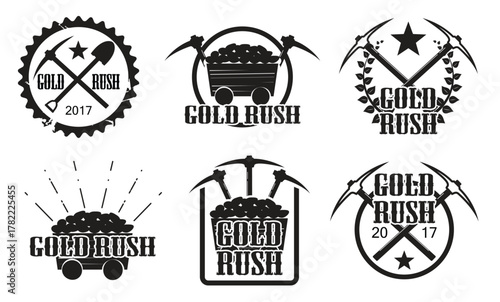 set of vintage gold rush vectors