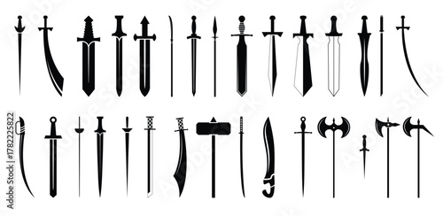 swords set collection of knight sword ancient weapon
