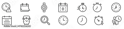 Time, clock and Calendar related line icon set. modern line icon illustration collection