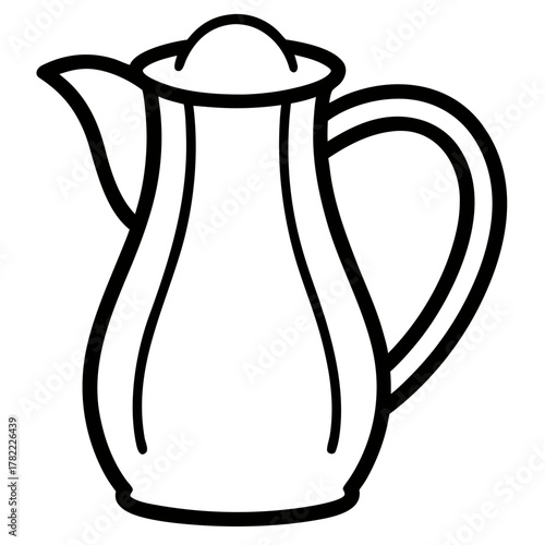 Simple outline drawing of a pitcher with a handle and spout