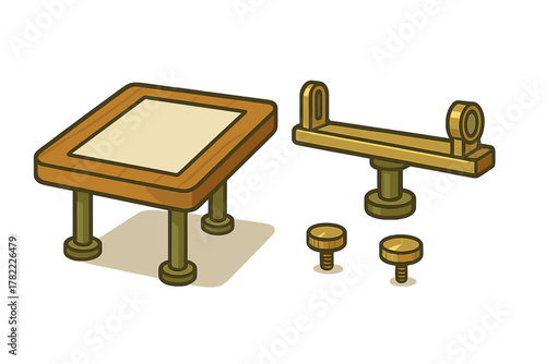 Drafting Table and Measuring Instruments Set for Architectural Plans and Technical Drawing