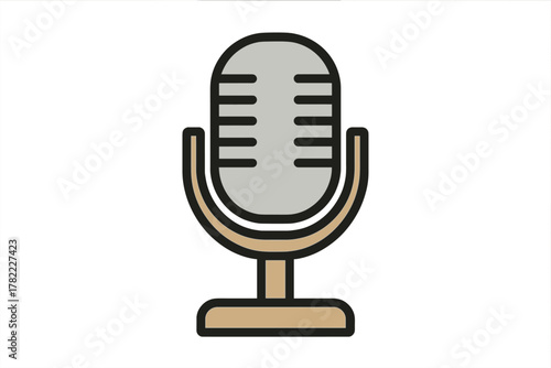 Retro desk microphone for professional audio recording and radio broadcasting