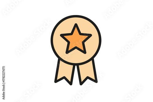 Star award medal badge with ribbon symbolizing quality achievement and success