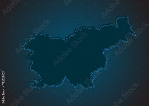 Vector map of Slovenia on the radar screen