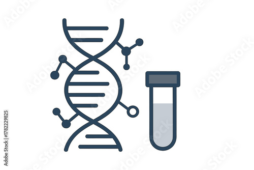 DNA structure and laboratory test tube symbolizing genetic research and analysis