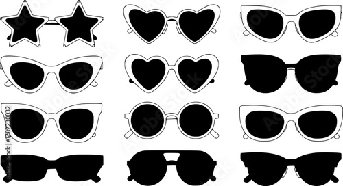 glasses, sunglasses, accessories, eyewear, different shapes, fashionable, modern, vector